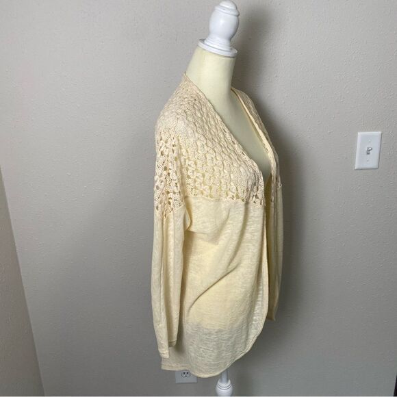 Umgee Boho Coastal Cream Open Front Crochet Knit Cardigan Women's Size Small - Picture 3 of 13
